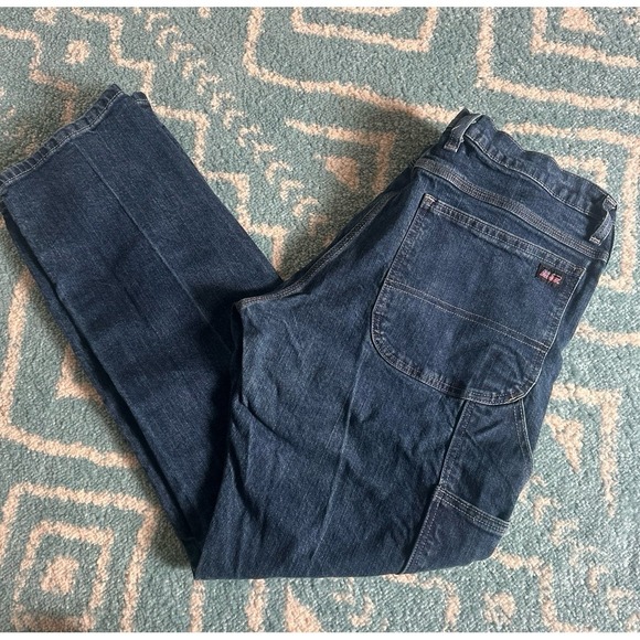 Denim Carpenter Pants Workwear Jeans Dark Wash Utility Pockets - Picture 1 of 1